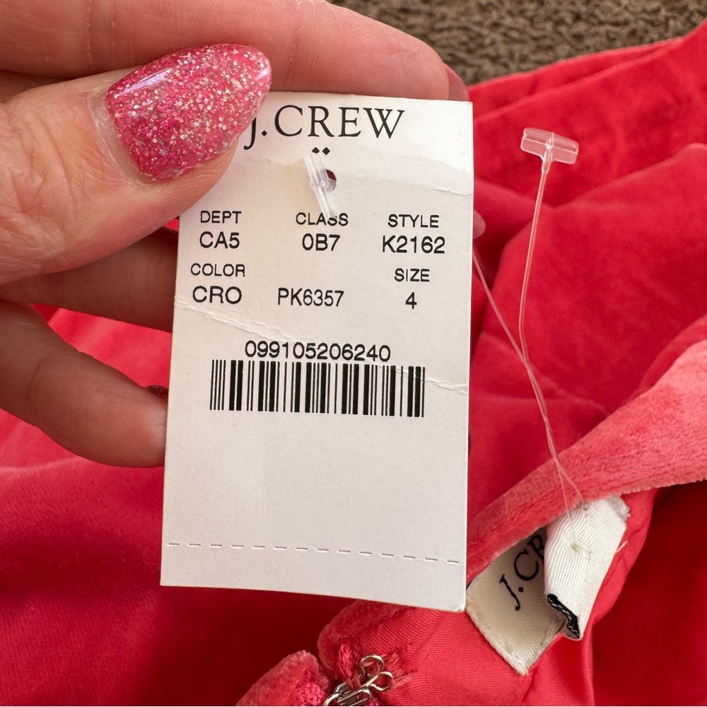 JCrew Coral Salmon Orange Velvet Mini Skirt Size 4 NEW - Picture 6 of 10